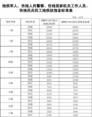 2019最新伤残标准（2019伤残抚恤金标准表）