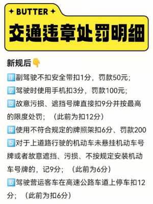 交通罚分最新通知（交通违法扣分罚款一览表）