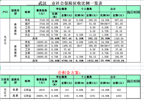 武汉最新社保缴纳标准（武汉最新社保缴纳标准是多少）