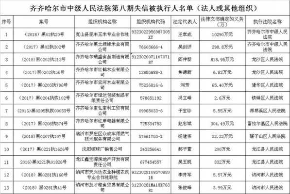 齐齐哈尔最新老赖名单（齐齐哈尔被执行人名单）