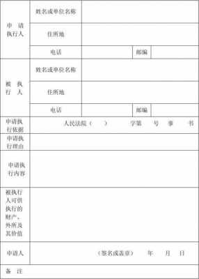 最新执行申请（最新执行申请书表格模板）