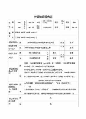 2016最新部队申请结婚（部队申请结婚报告表范本）